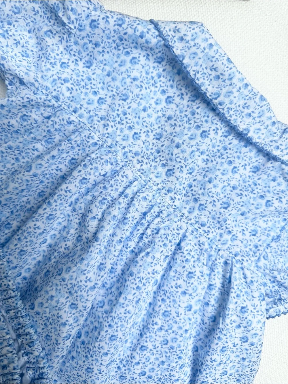 George Vintage Cottagecore Whimsy Blue Ditsy Floral Dress Set Size 6-9 Months